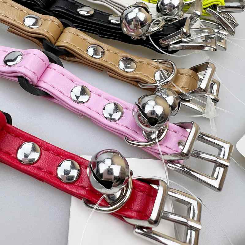 首輪 ペット用品 犬 猫 反射 リベット 鈴付き パステルカラー(x100)