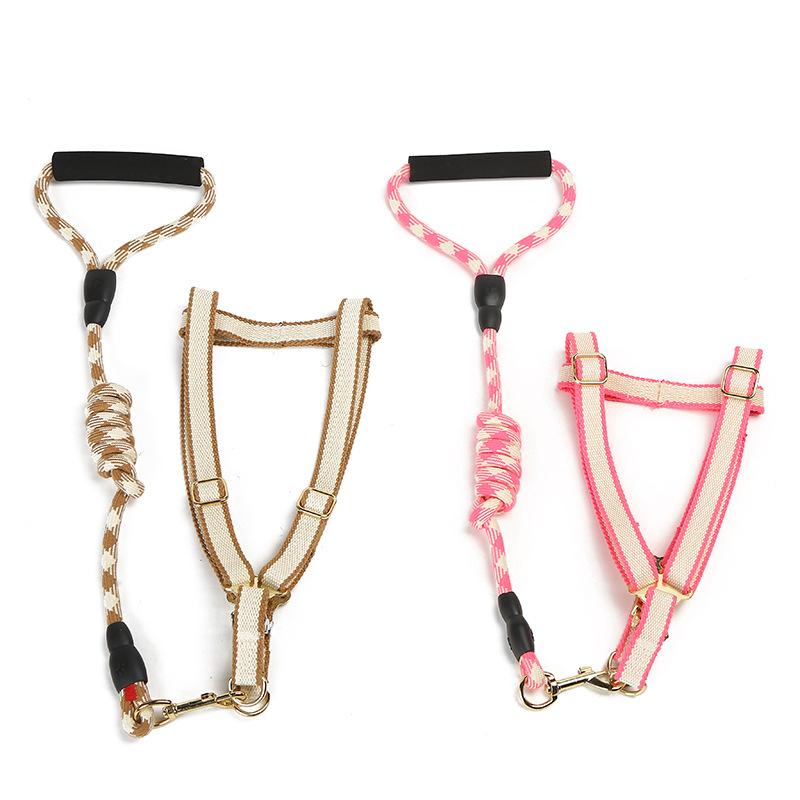 犬用 胴輪 牽引ロープ セット 中型犬 綿 混色 ペット用品 ハーネス リード お散歩グッズ 金属製Dカン付き 丈夫(x20)