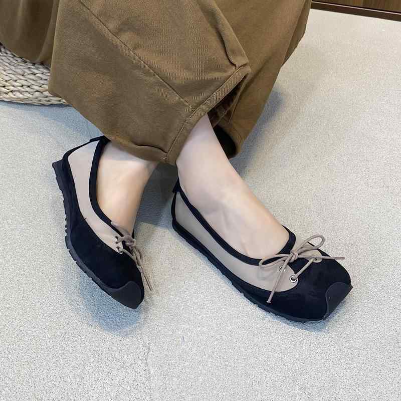 パンプス レディース 女性用 真皮 牛革 ぺたんこ靴 ローヒール フラットシューズ 履きやすい 柔らかい 痛くなりにくい 歩きやすい ラウンドトゥ スリッポン 配色 春夏 レトロ ベージュ ブラウン系 6,344円