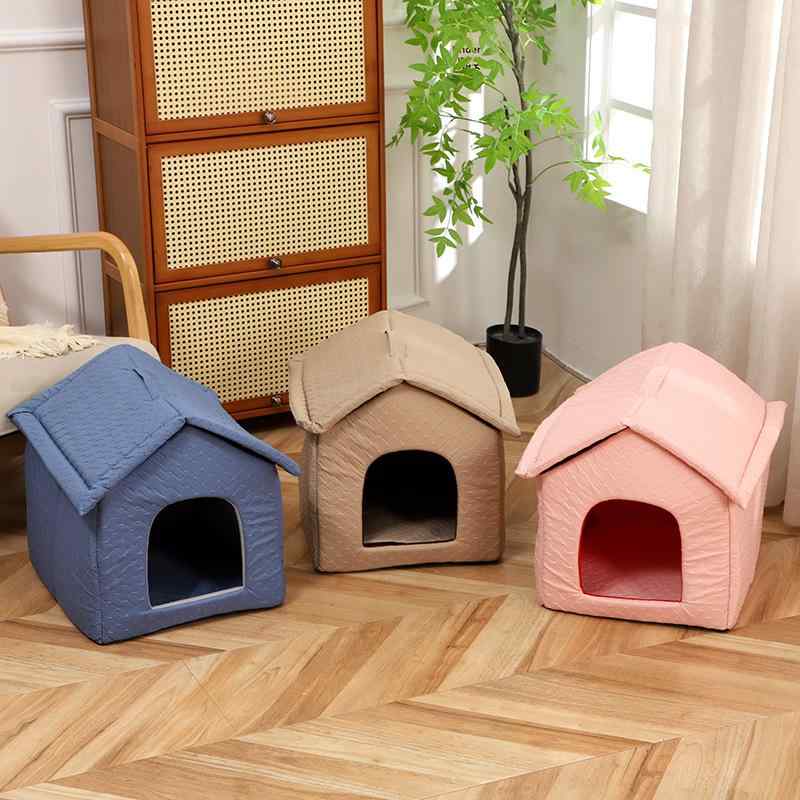 愛玩動物用寝台 犬 猫用 防寒 あったか 愛玩動物住み家 室内用 臥し所 リビング 途切らせる 隅っこ 粉 藏青碧 浅棕色 ・稀色 薄墨色