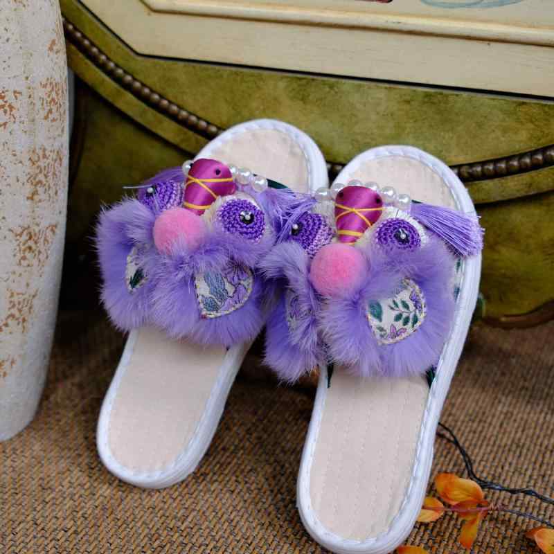 靴 レディース 布靴 刺繍 民族風 手作り 虎柄 スリッポン フラット 千層底 通気性 吸汗 速乾 パープル 紫 ローヒール ぺたんこ靴 歩きやすい 普段使い カジュアル かわいい(x2)