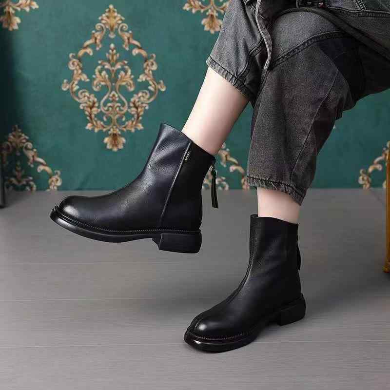 ブーツ レディース 女性用 マ Martinブーツ ショートブーツ 厚底 チェルシーブーツ ローヒール ラウンドトゥ ワークブーツ 防滑 耐摩耗 秋冬 ブラック ブラウン|YKsakai