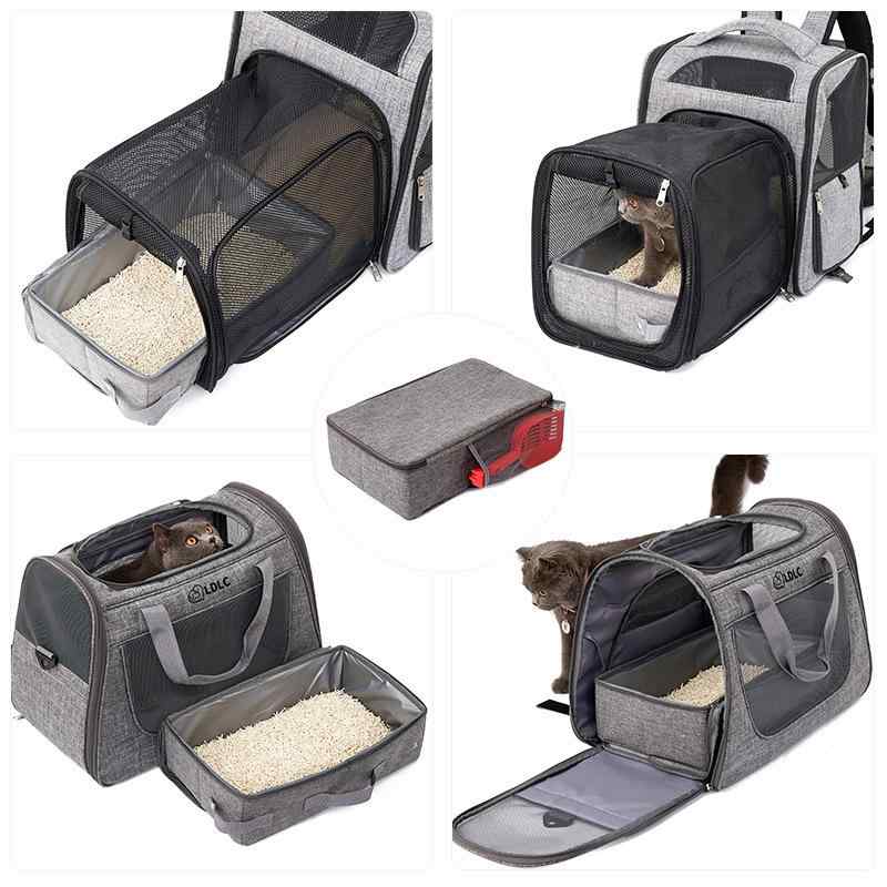 ペット用 トイレ 猫砂 携帯用 折り畳み式 防水 オックスフォード布 猫用バッグ リュックサック アウトドア 持ち運び(x3)