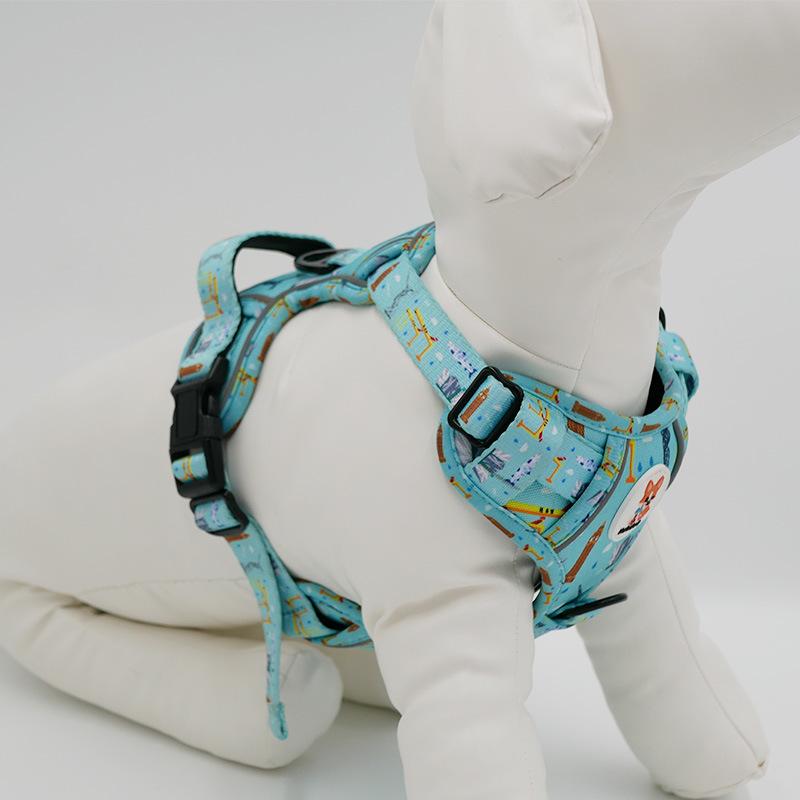 馬具 小型犬 猫 愛玩動物用 より良い手合い 通気性 合わせる能力のある 青色 花柄 ナイロン(x50)