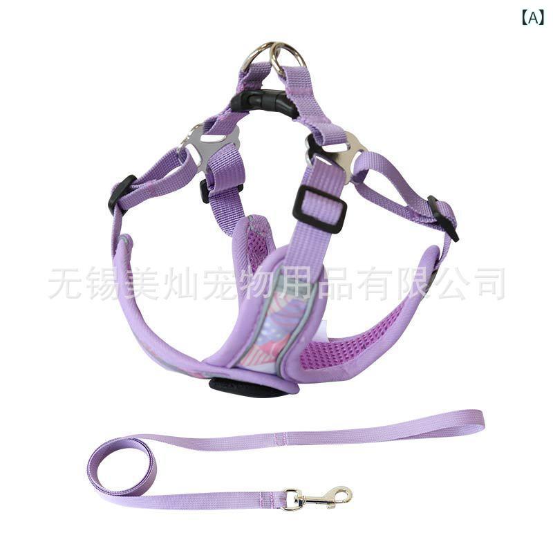 馬具 中小型犬用 犬用 読み合わせる先んじる 引っ張ること索条 より良い式 胴輪 紫 黄色 ナイロン XS S M L(x100)