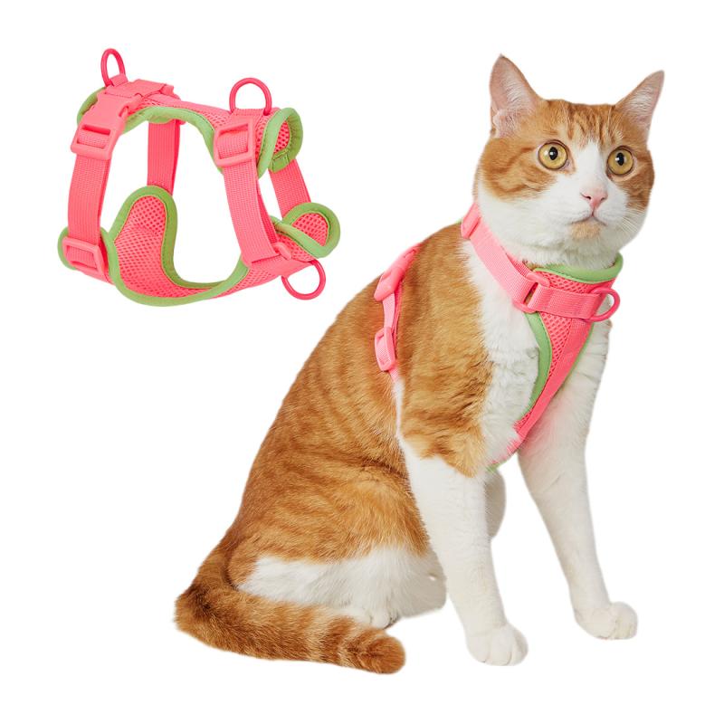 馬具 犬用 猫用 愛玩動物用 メッシュ 通気性 胴輪 小型犬 中型犬 大型犬 思わしい 夏 オール時期 スイカ赤いこと 黄色 青碧 パープル さくら色(x50)