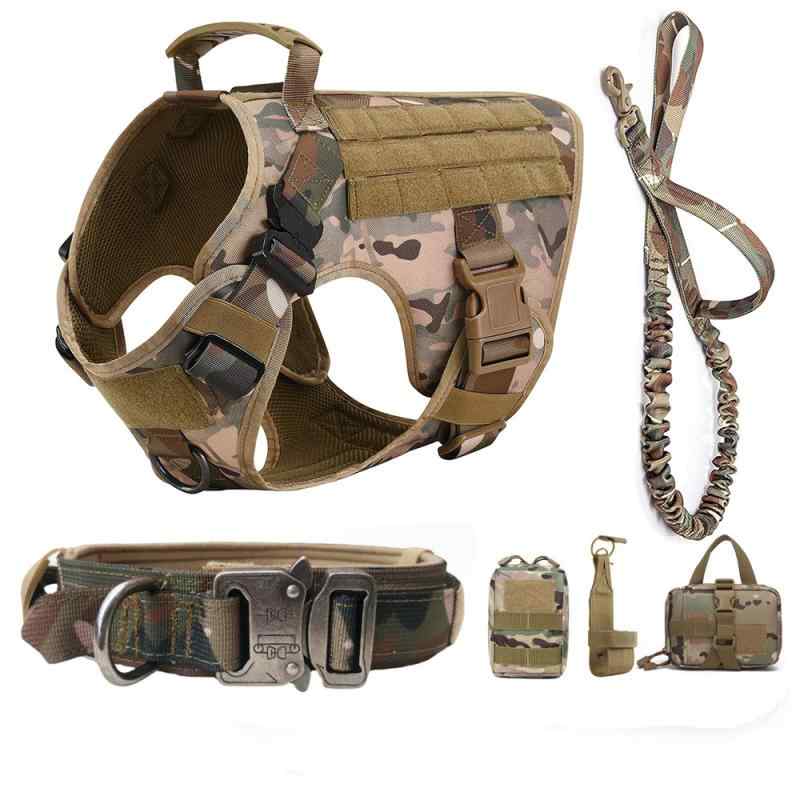 首輪 ハーネス リード 大型犬 ペット用 1000Dナイロン製 丈夫 調整可能 防水 戦術的 アウトドア 訓練 胴輪 犬用 ブラック 泥色 軍緑 迷彩(x2) 7,734円