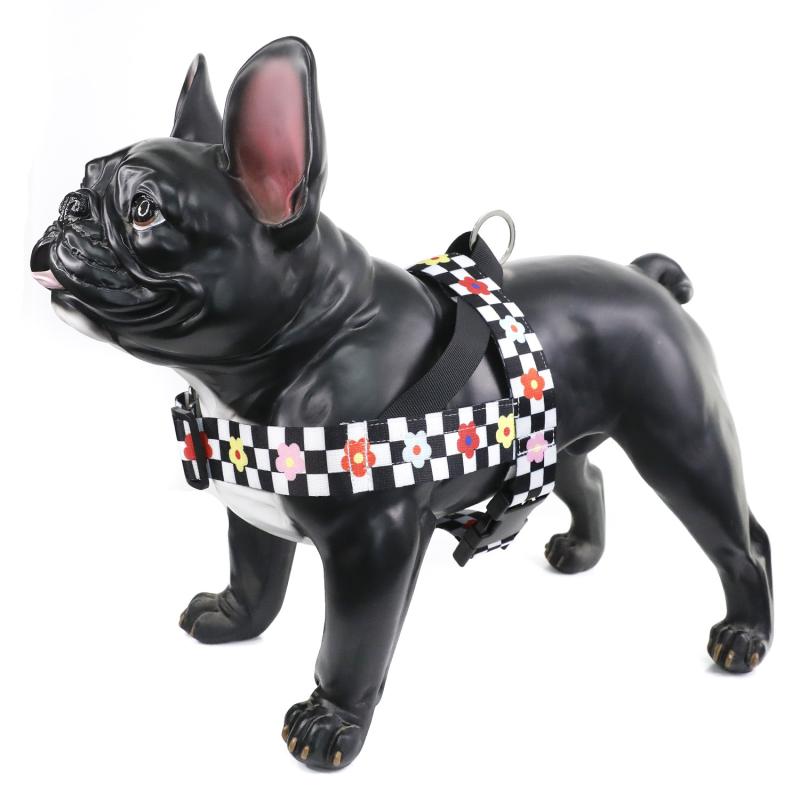 首飾り 馬具 犬用 黒白照合のしるし柄 愛玩動物 引っ張ること索条 伸縮先んじる ナイロン製 S M L XL 2XL(x100)
