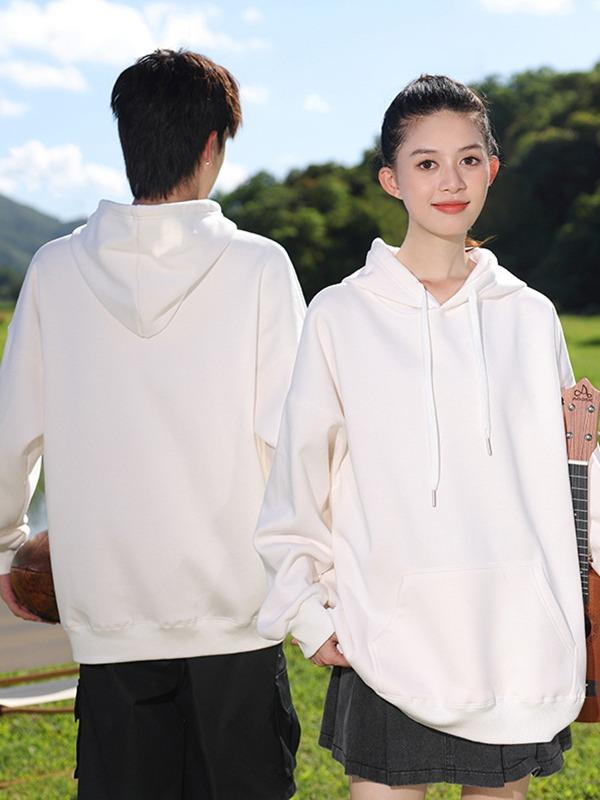 パーカー 男性用 秋冬 加絨 裏起毛 厚手 フード付き スウェット 中国風 プルオーバー ワークウェア 広告 プリント ブラック 中国赤 モスグリーン ミルクベージュ 浅グリーン ロータス根色 アイボリー ダークグレー ダスティーブルー ライトグリーン 3