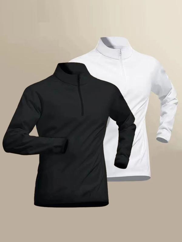 スポーツウェア 男性用 長袖 Tシャツ 接触冷感 吸湿速乾 サイクリング ランニング トレーニング トップス 春秋冬 ブラック ホワイト3