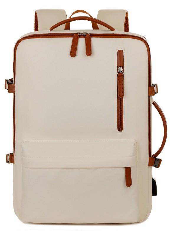 リュックサック 男性用 USBポート付き オックスフォード ビジネスリュック 通勤 通学 撥水 20-35L PC収納可能 グレー ブラック ベージュ オフホワイト ピンク
