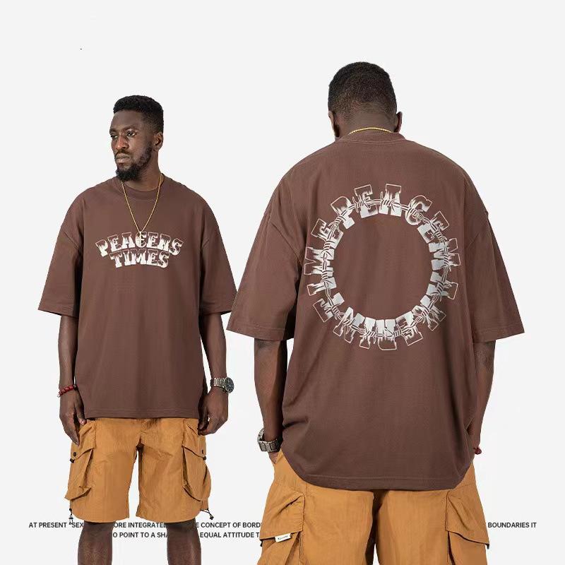 Tシャツ 男性用 ラウンドネック ドロップショルダー 半袖 接触冷感 吸湿速乾 伸縮性 ゆったり ヒップホップ ストリート カジュアル トップス 白 黒 ブルー ベージュ コーヒー M L XL XXL XXXL3