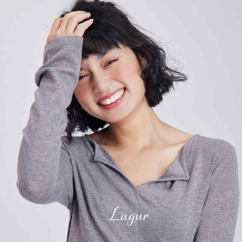Tシャツ レディース 長袖 Vネック カットソー スリムフィット トップス 日韓スタイル カジュアル 接触冷感 紫外線対策 再生繊維 マスタードグリーン 白 暖灰 黒 ピンク系3