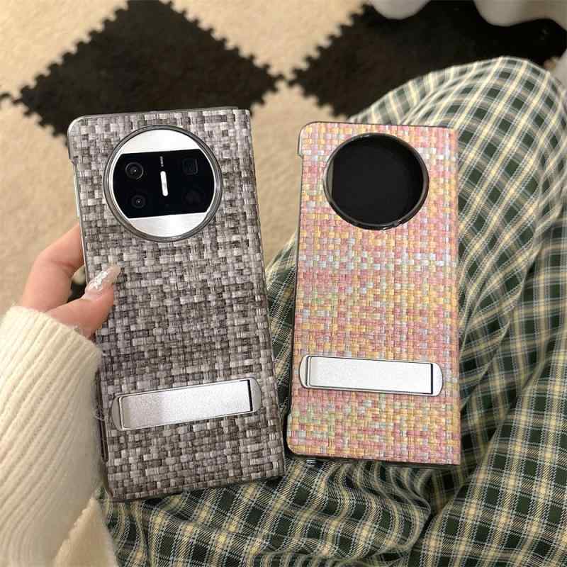 スマホケース Huawei Mate X6 X5 X3 カバー スタンド機能付き 油絵風 フェイクレザー スマートウィンドウ 北欧風 欧美風 ピンク系レインボー グレー系レインボー