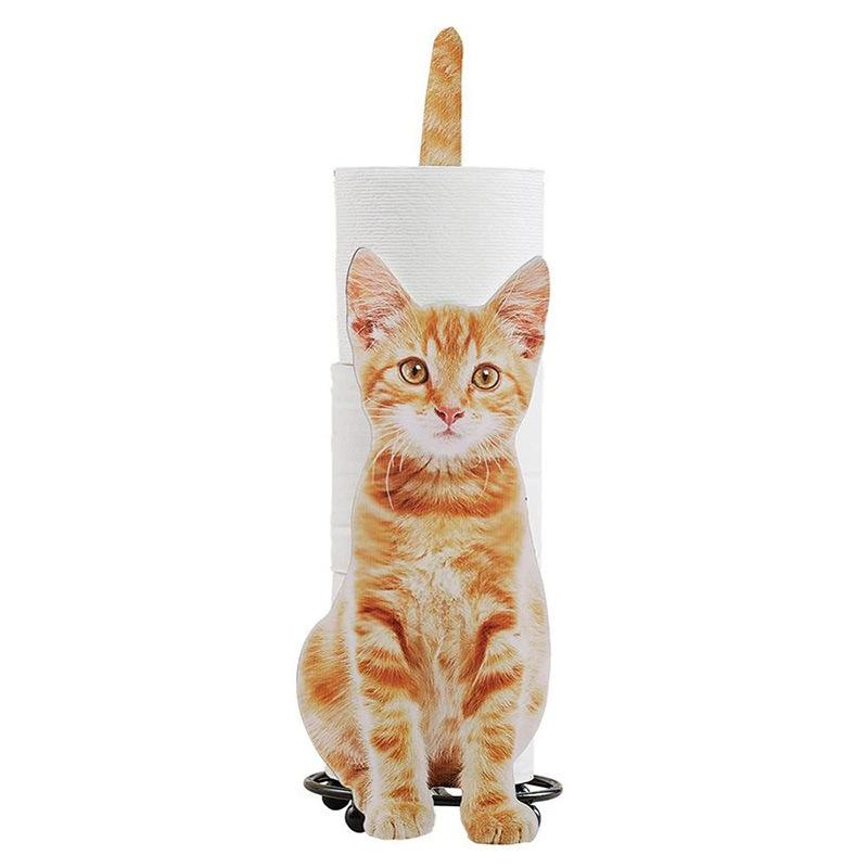 猫 アイアン ロール ペーパー ホルダー 猫雑貨 ねこ ネコ トイレット ペーパー ホルダー スタンド式 グレー イエロー モダン シンプル 金属製 かわいい おしゃれ ディスプレイ3