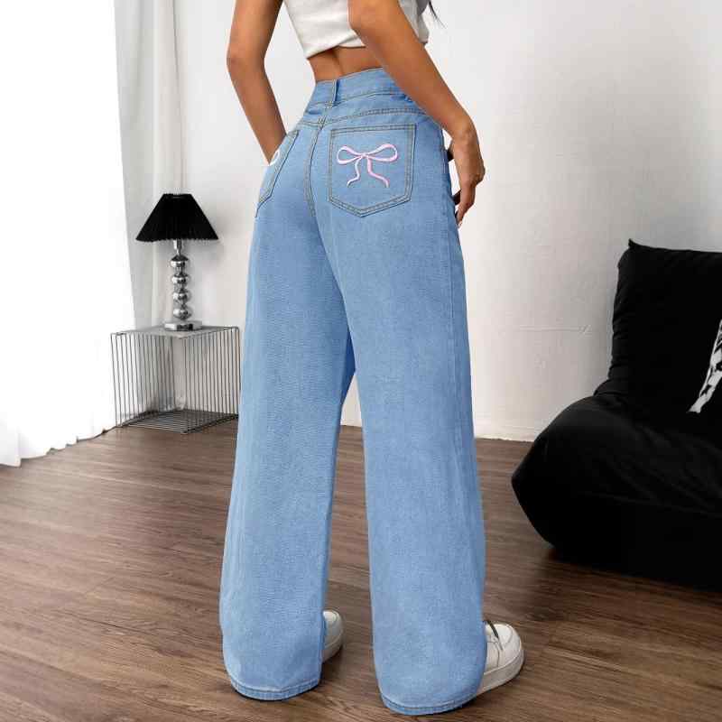 デニム レディース パンツ ファッション 刺・墸 ポケット付き ジーパン ロングパンツ ズボン ストリート スタイル ブルー XS S M L|YKsakai