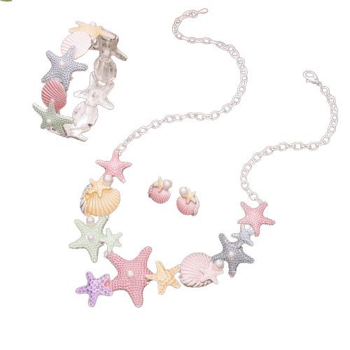 ネックレス レディース 海星 イヤリング ブレスレット セット アクセサリー 合金 ドロップオイル 海洋生物 モチーフ 貝殻 スターフィッシュ 清新 かわいい スイート3