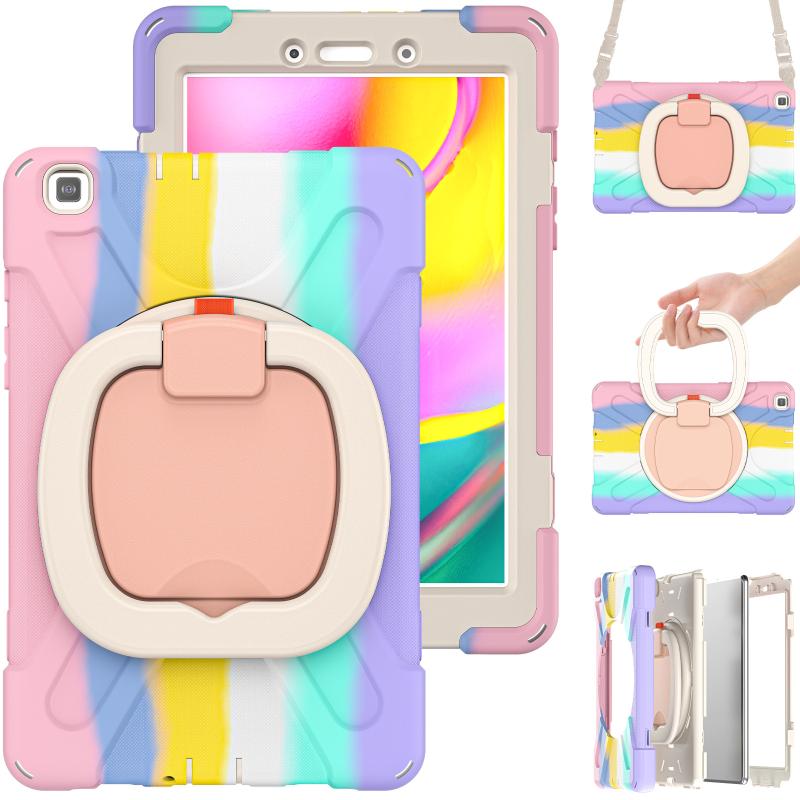 タブレットケース 子供用 シリコン ショルダー ストラップ 回転 スタンド 全面保護 耐衝撃 ブラック3
