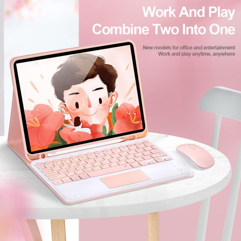 タブレットケース iPad 102 109 Pro 11 Mini6 キーボード マウス付き カバー シンプル 無地 ピンク系 ブルー系 グリーン系 イエロー系 ブラック3