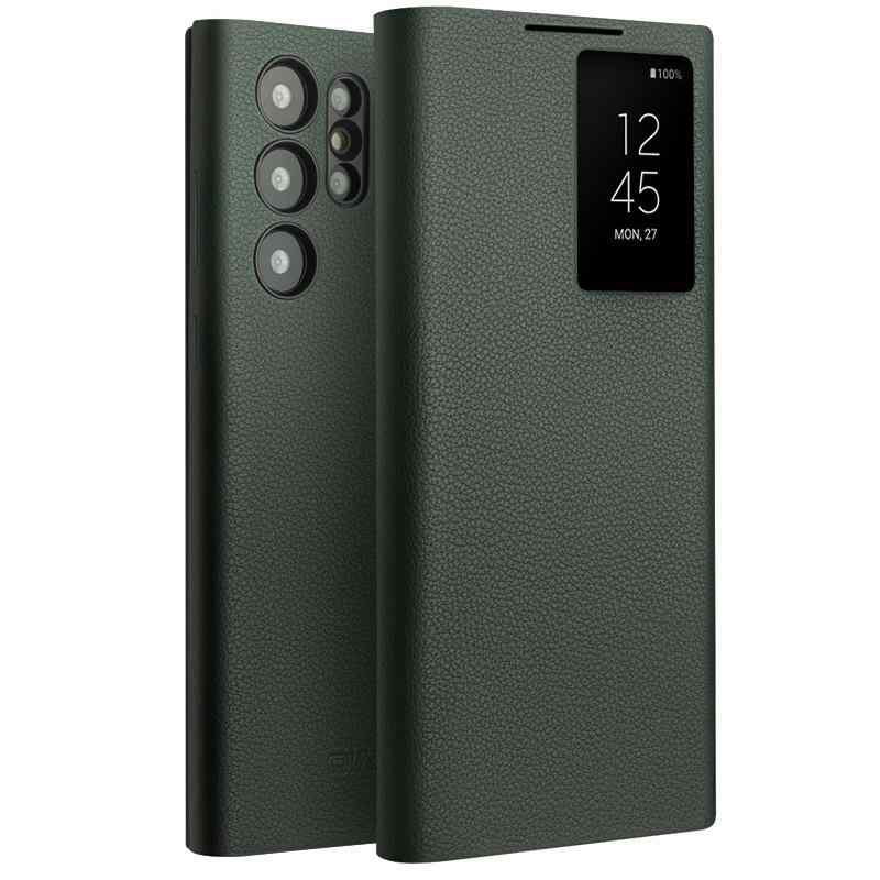 スマホケース Samsung S24 Ultra 持ちはこび取りまかなう 革 なめし革 かっこ良い 静止状態 フリップ 耐衝撃 黒いこと