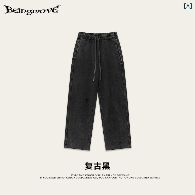 パンツ 男性用 ストレートパンツ コットン ズボン 普段使い レトロ ブラック系 グレー系 カーキ オリーブ S M L XL3｜YKsakai