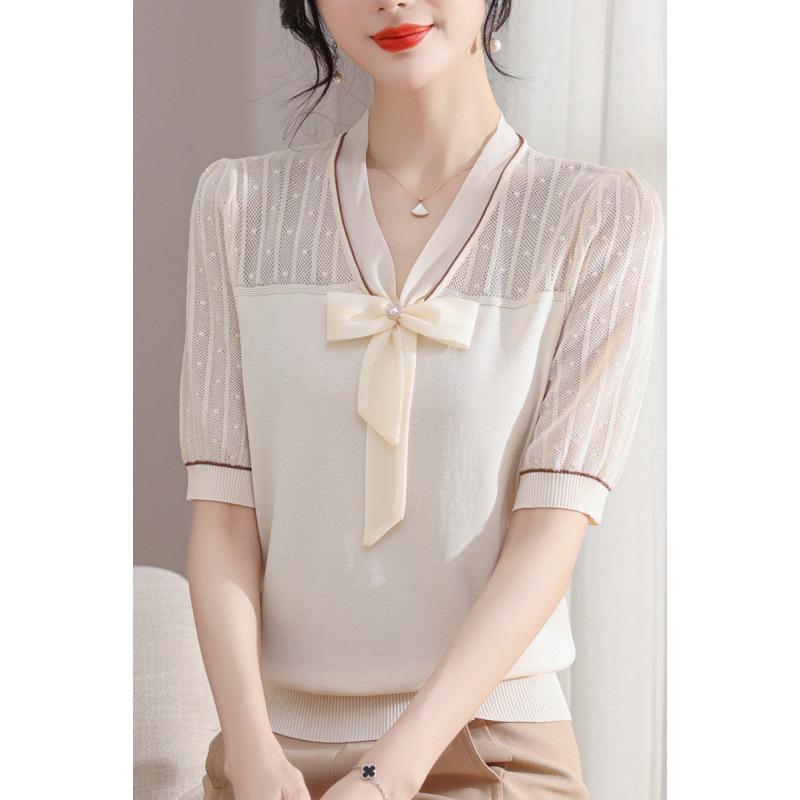 Tシャツ レディース 半袖 接触冷感 トップス セットアップ 夏 ミセス 30代 40代 50代 60代 おしゃれ チュニック カットソー ブラウス 接触冷感 再生繊維 蝶結び ゆったり 通勤