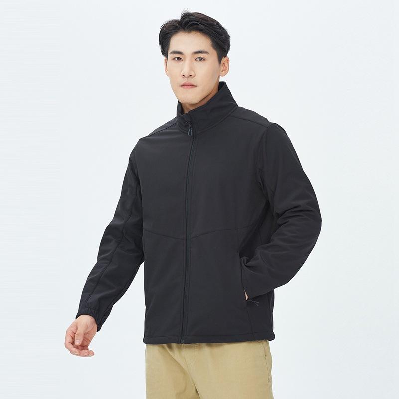 ジャケット 男性用 秋冬 アウトドア 登山 防風 撥水 ソフトシェル ジャンパー ブルゾン ワーキング ウェア 軽量 ストレッチ ブラック ネイビー M L XL 2XL 3XL 4XL 5XL
