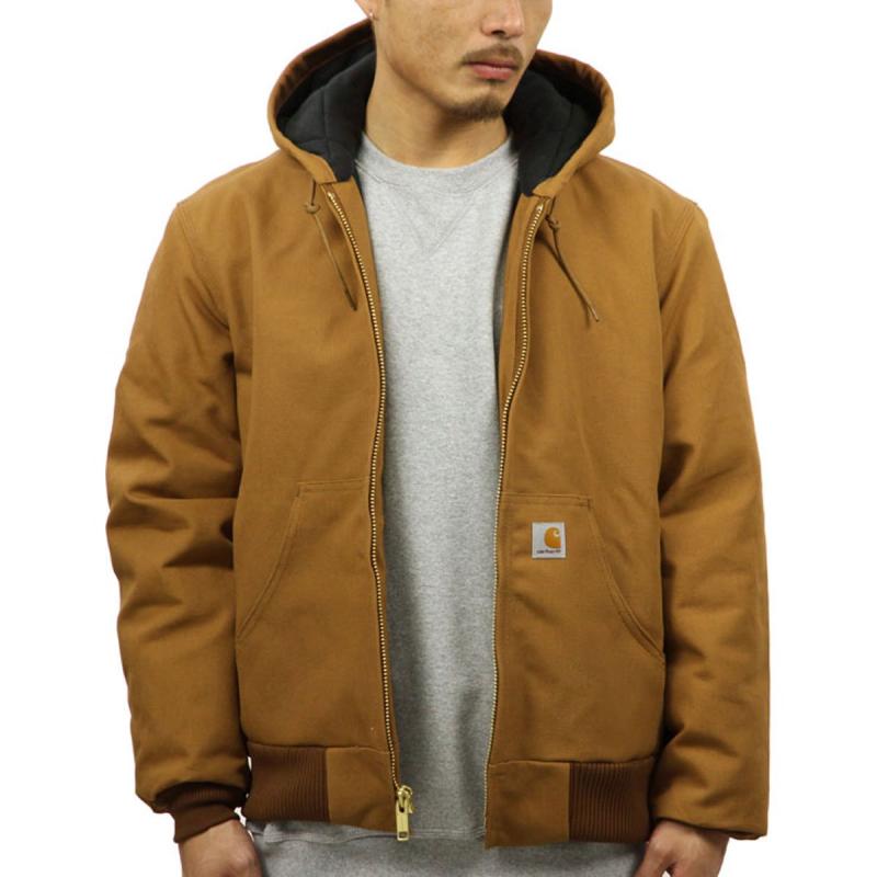 [鉄道車両ハート形] CARHARTT 定まり品 メンズ アウタージャケット QUILTED FLANNEL LINED DUCK ACTIVE JACKET J140-BRN - CARHARTT BROWN 並行輸入品 (吊りひも:4115611104)