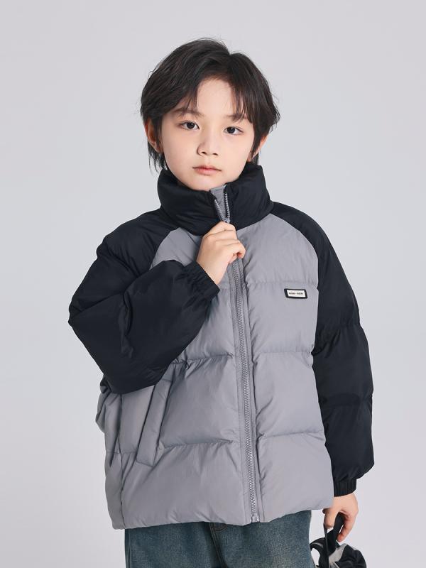 子供服 冬服 立襟 中綿入りジャケット 男の子 アウター 防寒 撥水 厚手 ショート丈 トップス ボーイズ 3歳 4歳 5歳 6歳 7歳 8歳 100cm 110cm 120cm 130cm 140cm 150cm 160cm グレー