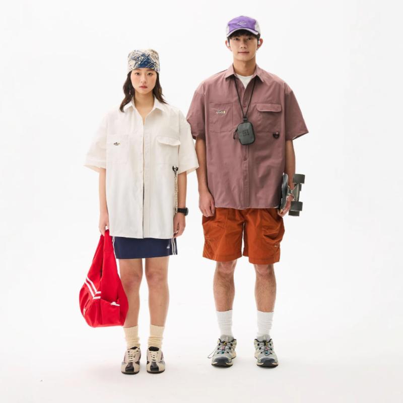 シャツ 男性用 Cityboy風 コットン 半袖 トップス ワークウェア風 ミリタリーテイスト 接触冷感 普段使い ゆったり 羽織り ベージュ系