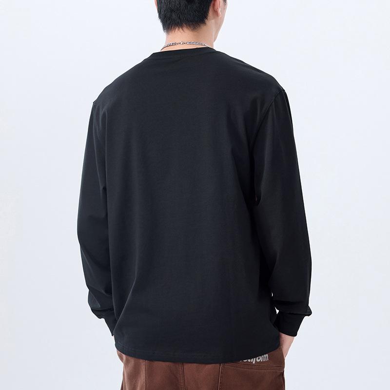 Tシャツ メンズ 男性用 長袖 秋物 ストリート系 オーバーサイズ 切り替え バイカラー トップス 綿100% 280g ヘビーウェイト 厚手 春秋 カジュアル 普段使い ルームウェア 黒 ブラック ダークグレー