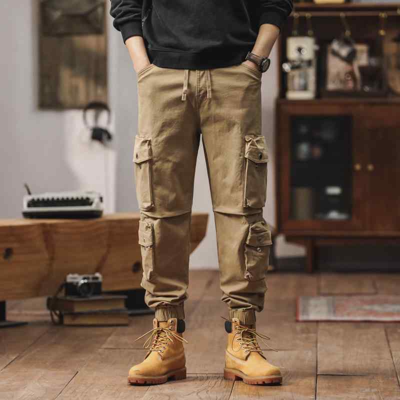 ズボン メンズ 男性用 カーゴパンツ ワークパンツ テーパードパンツ ミリタリーパンツ 多ポケット ゆったり オールシーズン 普段使い アウトドア グレー 黒 カーキ 緑3｜YKsakai