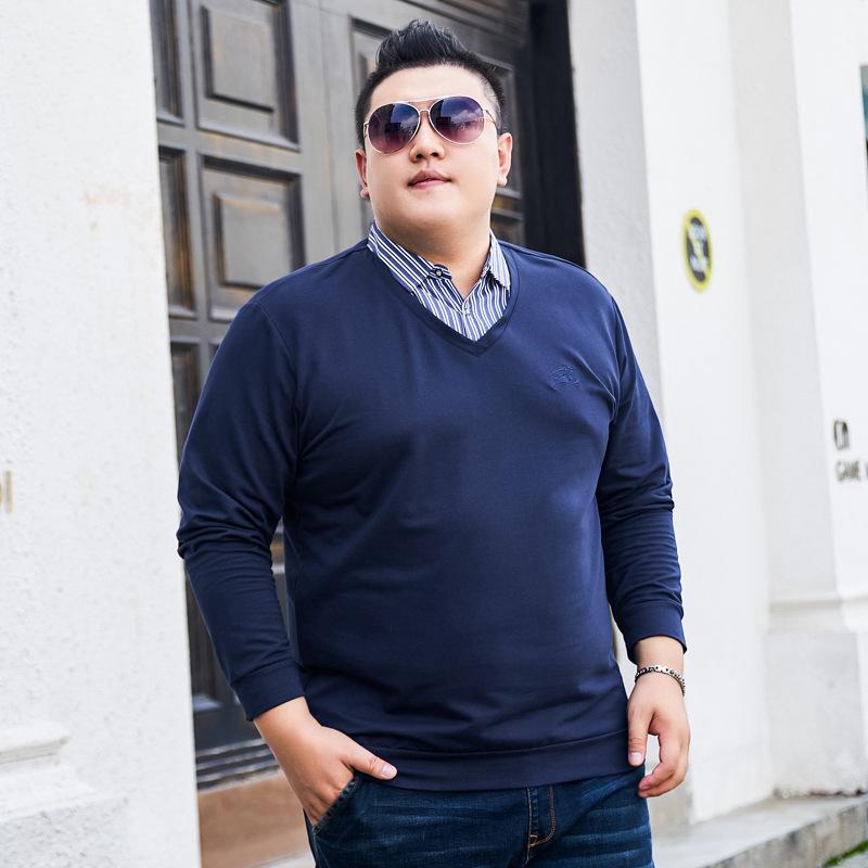 シャツ 男性用 大きいサイズ 長袖 裏毛 トレーナー フェイクレイヤード 襟付き 無地 2XL 3XL 4XL 5XL 6XL 7XL 春秋 カジュアル ブラック ブルー