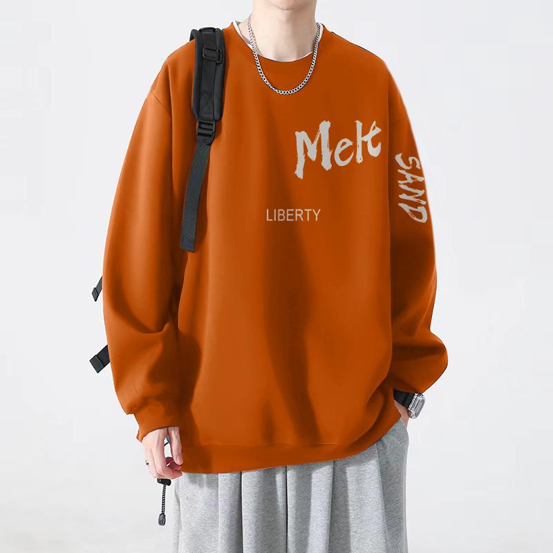 スウェット 男性用 大きいサイズ 裏起毛 トレーナー 秋冬 長袖 トップス ロゴ プリント ストリート系 ゆったり ブラック ホワイト オレンジ 紺色 ワインレッド カーキ ブラウン グレー ベージュ