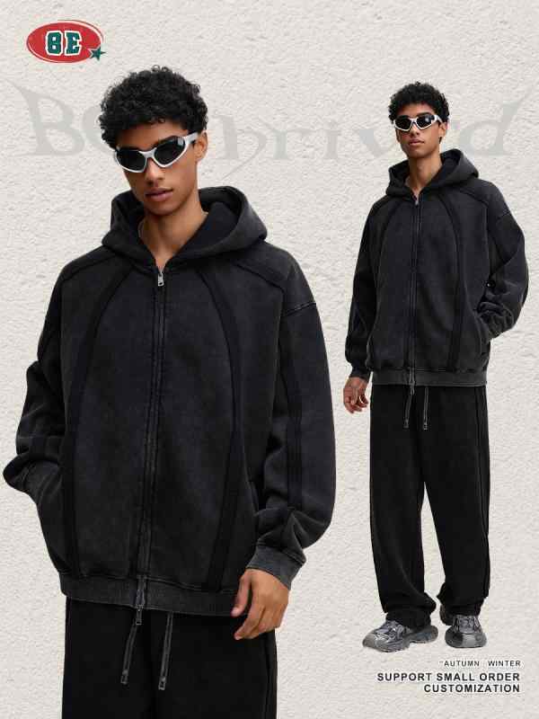 スウェット メンズ 男性用 ヴィンテージ風 ヘビーウェイト コットン プルオーバーパーカー 秋冬 厚手 無地 ドロップショルダー 長袖 トップス 部屋着 ルームウェア3|YKsakai