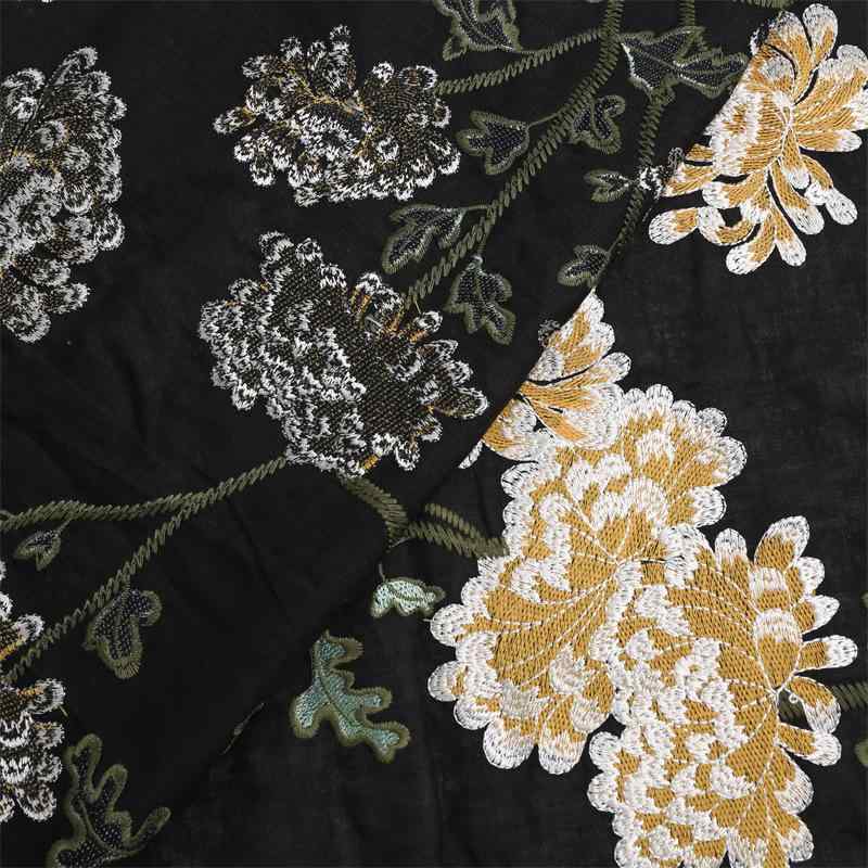 ワンピース レディース 春夏 亜麻 刺繍生地 チャイナドレス風 黄菊柄 チュニック ブラウス 接触冷感 吸湿速乾 ゆったり おしゃれ かわいい3