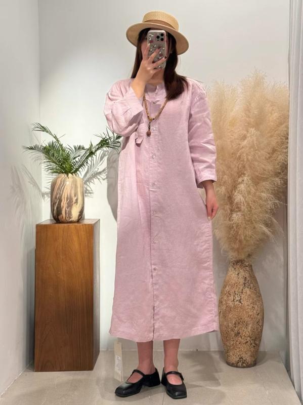 プルオーバー レディース 春夏 立襟 無地 天竺 苧麻 トップ 上衣 ゆったり 読みもの風 中長丈 ジレー トップス 麻 リネン3 その他-日用品雑貨・文房具・手芸