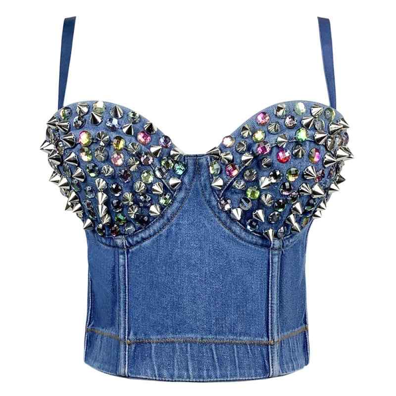 タンクトップ レディース デニム ダメージ加工 ノースリーブ トップス カットソー スリム 水着 普段使い かわいい おしゃれ 春夏3