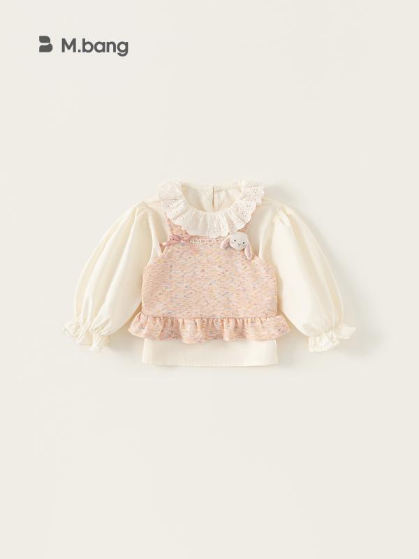 子供服 女の子 シャツ 上下セット 春秋 長袖 襟付き ブラウス キャミソール 2点セット かわいい ガールズ トップス3