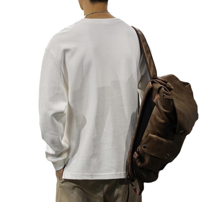 Tシャツ メンズ 男性用 長袖 コットン 大きいサイズ ゆったり アメカジ ストリート ヘンリーネック インナー カットソー トレーナー 春秋
