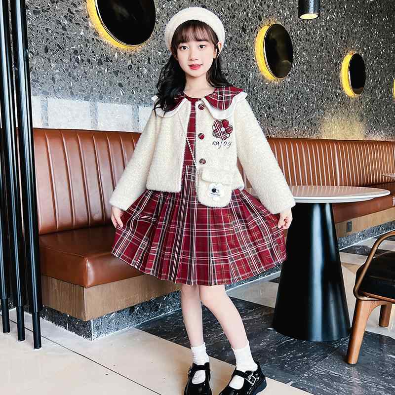 ワンピース 女の子 百褶スカート セットアップ 秋冬 中大サイズ 子供服 ジャンパースカート 長袖 ニットセーター 2点セット チュールスカート Aライン 発表会 入学式 卒業式 お呼ばれ フォーマル かわいい