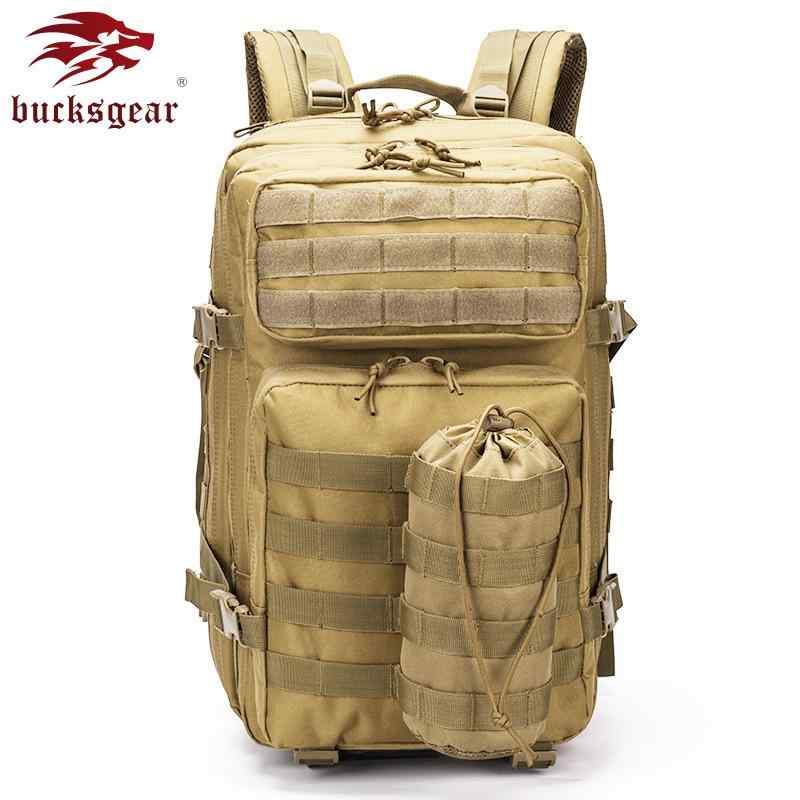 バックパック 男性用 45L アウトドア キャンプ MOLLEシステム 大容量 ミリタリー 丈夫 スポーツ 登山 旅行 ブラック カーキ
