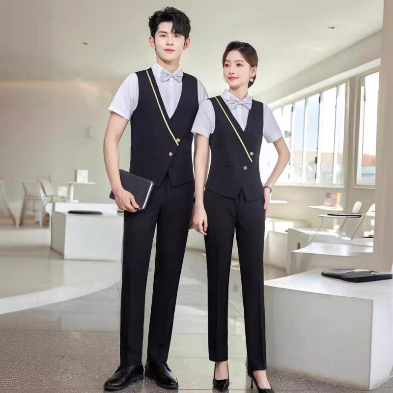 制服 レディース メンズ バーテンダー ギャルソン ユニフォーム カフェ レストラン ホテル エステ サロン フォーマル ベスト シャツ パンツ スカート セット ポリエステル 仕事着 おしゃれ 上品3|YKsakai