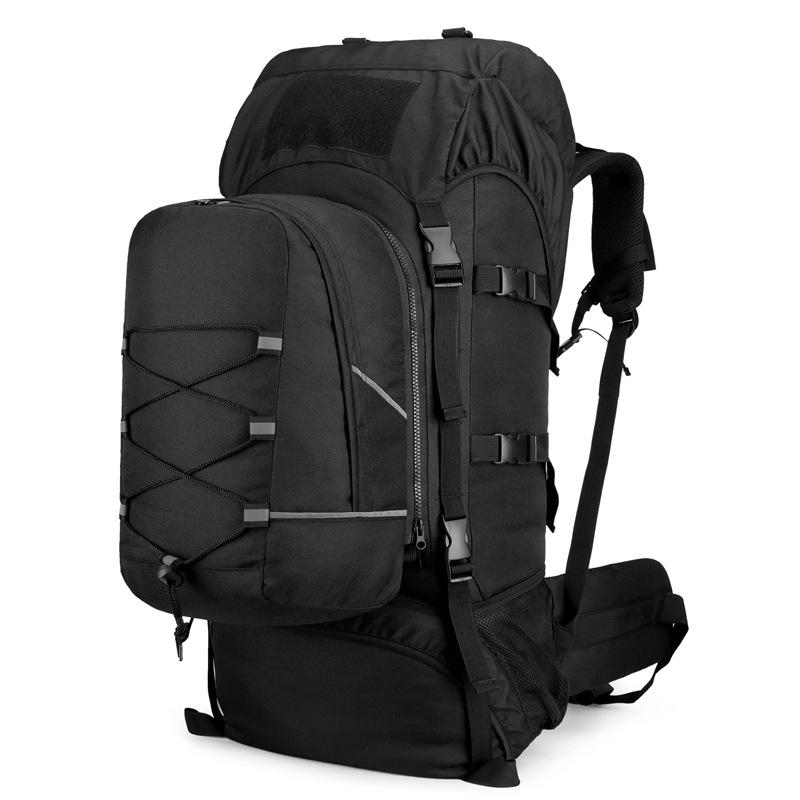 リュック 大容量 登山用 男女兼用 56～75L 多機能 スポーツ バックパック トレッキング 旅行用 ブラック ポリエステル 超軽量 耐摩耗 拡張 アウトドア3
