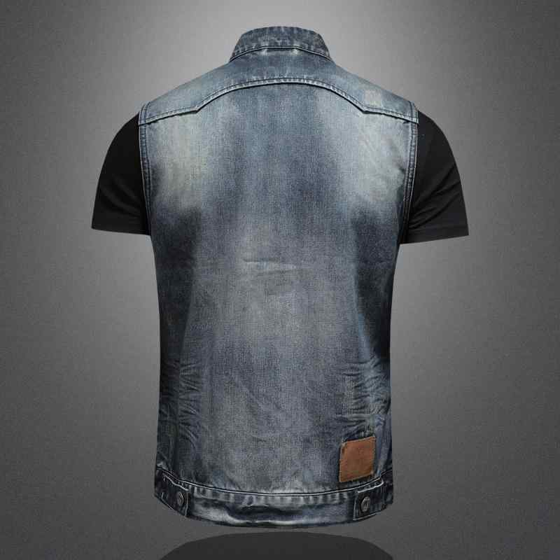 ベスト 男性用 デニム スリムフィット チョッキ ビジネス フォーマル ブルー S M L XL 2XL 3XL 4XL
