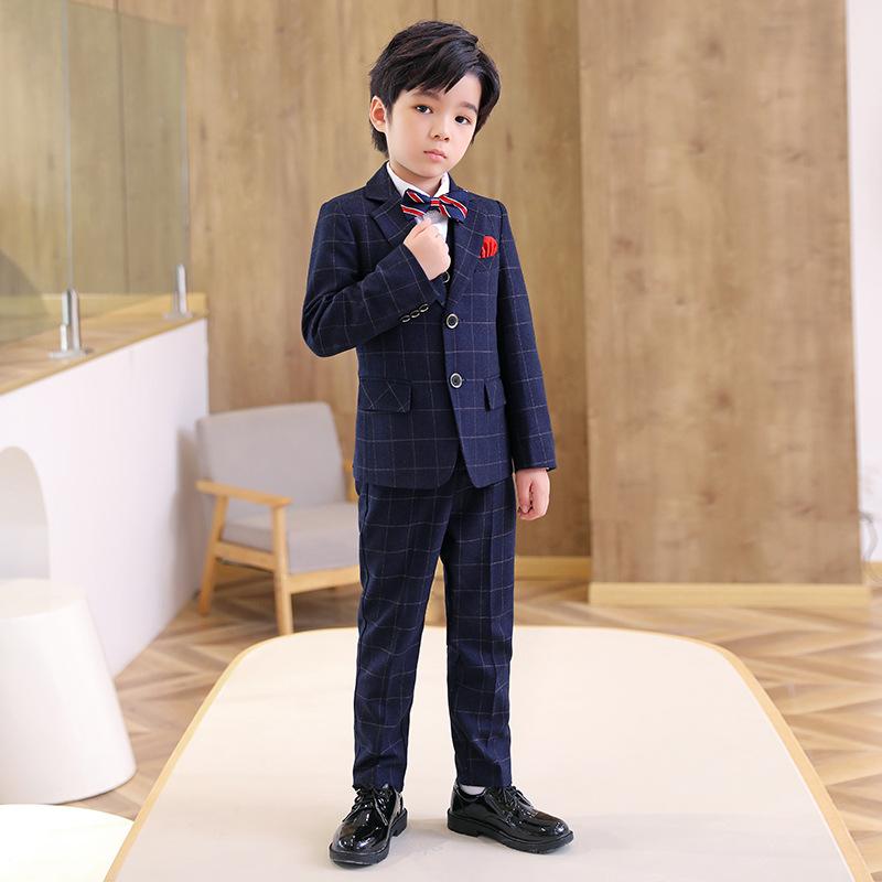 子供用スーツ 男の子用 フォーマルスーツ 3点セット 格子柄 子供用 ジャケット パンツ ベスト 結婚式 発表会 舞台衣装