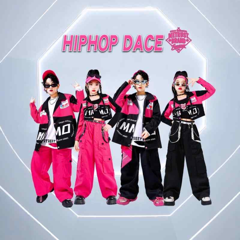 子供用 ダンス衣装 ヒップホップ ストリートダンス バイク ジャケット パンツ セットアップ ガールズ ボーイズ キッズ ジャズダンス 舞台衣装 発表会 レッスン着