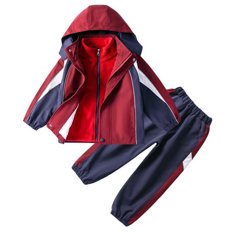 幼稚園 春秋用園児服 赤色 ファッション ウインドブレーカー 3点セット 子供用クラス服 秋冬 小学生用スクールユニフォーム 上下セット ジャージ 運動着 4,778円