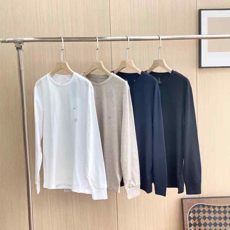 Tシャツ メンズ 男性用 コットン 刺繍 長袖 トップス カットソー カジュアル リラックス ルームウェア