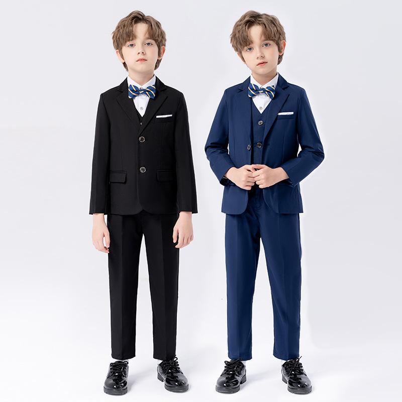子供用 フォーマルスーツ 男の子用 ジャケット&パンツ セットアップ 子供服 発表会 演奏会 結婚式 舞台衣装 8点セット 9点セット 紺 黒
